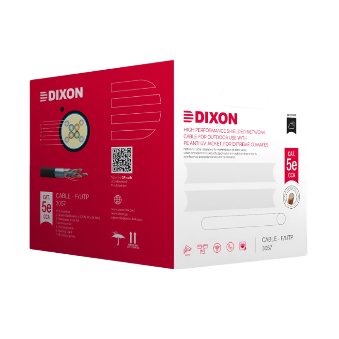 CABLE F_UTP CCA CAT5E SOLIDO EXTERIOR NEGRO DIXON 3057 Cable F/UTP CCA CAT 5e Sólido Exterior Negro - Dixon 3057 - Imagen 1