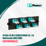 Panel con 6 acopladores Duplex multimodo de fibra LC, OM3/OM4