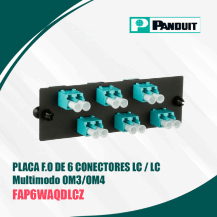 Panel con 6 acopladores Duplex multimodo de fibra LC, OM3/OM4