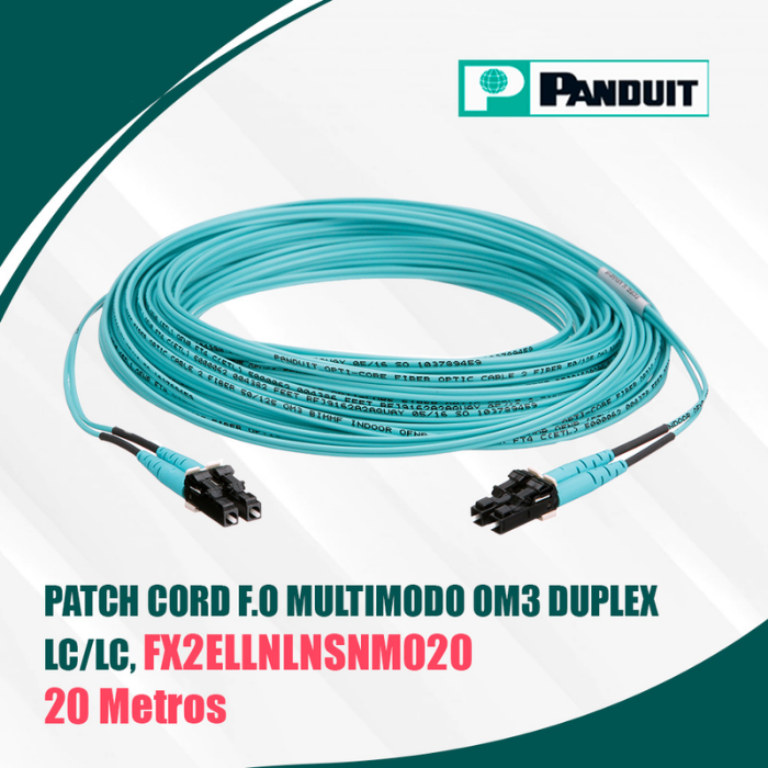 Patch cord duplex f.o multimodo OM3 LSZH _ 20 metros Patch Cord Duplex f.o Multimodo OM3 LSZH / 20M - Imagen 1