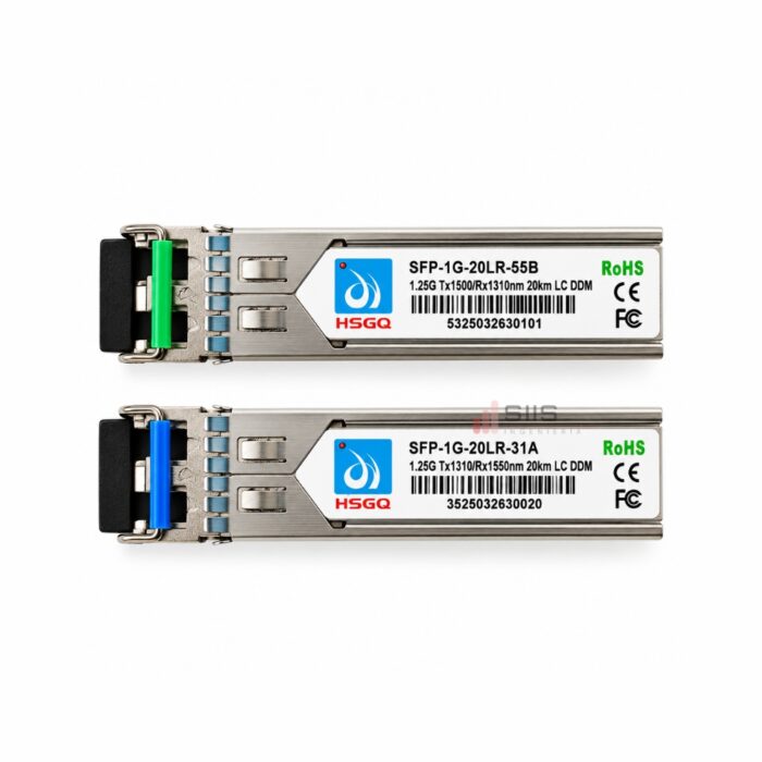 Módulo SFP 1G Bidireccional Bidi 20KM 1310/1550nm LC DDM 54 Transceivers SFP BiDi HSGQ SFP-1G-20LR-31A/55B 1.25G 20 km - Imagen 1